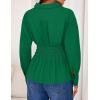 imageZESICA Womens Long Sleeve Button Down Cotton Shirts 2025 Fall Business Casual Collared Blouse Pleated Peplum Work TopsGreen