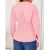 imageZESICA Womens Long Sleeve Button Down Cotton Shirts 2025 Fall Business Casual Collared Blouse Pleated Peplum Work TopsPink