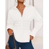 imageZESICA Womens Long Sleeve Button Down Cotton Shirts 2025 Fall Business Casual Collared Blouse Pleated Peplum Work TopsWhite
