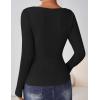 imageZESICA Womens Long Sleeve Shirts 2025 Fall Fashion Square Neck Slim Fit Basic Going Out Tops Trendy OutfitsBlack