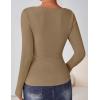 imageZESICA Womens Long Sleeve Shirts 2025 Fall Fashion Square Neck Slim Fit Basic Going Out Tops Trendy OutfitsKhaki
