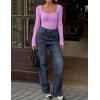imageZESICA Womens Long Sleeve Shirts 2025 Fall Fashion Square Neck Slim Fit Basic Going Out Tops Trendy OutfitsPurple
