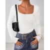 imageZESICA Womens Long Sleeve Shirts 2025 Fall Fashion Square Neck Slim Fit Basic Going Out Tops Trendy OutfitsWhite