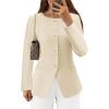 imageZESICA Womens Business Casual Blazers 2025 Fall Long Sleeve Button Down Suit Jackets Open Front Work Blazer with PocketApricot