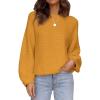 imageZESICA Womens Crew Neck Long Lantern Sleeve Fall 2025 Casual Loose Ribbed Knit Solid Soft Pullover Sweater TopsGinger