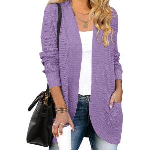 imageZESICA Womens Fall Winter 2025 Long Sleeve Open Front Casual Lightweight Soft Knit Cardigan Sweater OuterwearViolet
