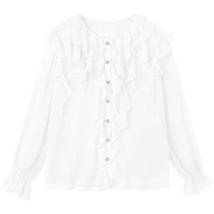 imageZESICA Womens Long Sleeve Chiffon Dressy Casual Blouses Fall Button Down Ruffle Layered Boho Tops 2025 Trendy Clothes