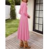 imageZESICA Womens Long Sleeve Midi Sweater Dress 2025 Fall Crewneck Knit A Line Pleated Flowy Long Dresses with BeltPink