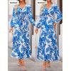 imageZESICA Fall Floral Dresses for Women 2025 Elegant Long Sleeve V Neck Mesh Cocktail Wedding Party Maxi DressBlue