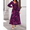 imageZESICA Fall Floral Dresses for Women 2025 Elegant Long Sleeve V Neck Mesh Cocktail Wedding Party Maxi DressDarkpurple