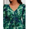 imageZESICA Fall Floral Dresses for Women 2025 Elegant Long Sleeve V Neck Mesh Cocktail Wedding Party Maxi DressGreen