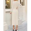 imageZESICA Womens 2025 Fall Long Sleeve Mock Neck Bodycon Midi Dress Ruched Knit Elegant Party Cocktail Formal DressesApricot