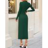 imageZESICA Womens 2025 Fall Long Sleeve Mock Neck Bodycon Midi Dress Ruched Knit Elegant Party Cocktail Formal DressesGreen