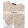 imageZESICA Womens 2025 Long Sleeve Mini Dress Fall V Neck Hollow Out Eyelet Embroidery Ruffle A Line Swing Short DressesApricot