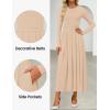 imageZESICA Womens Elegant Long Sleeve Maxi Dress 2025 Fall Crewneck Knit High Waist Pleated Flowy A Line Casual Party DressesApricot