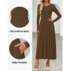 imageZESICA Womens Elegant Long Sleeve Maxi Dress 2025 Fall Crewneck Knit High Waist Pleated Flowy A Line Casual Party DressesBrown