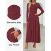 imageZESICA Womens Elegant Long Sleeve Maxi Dress 2025 Fall Crewneck Knit High Waist Pleated Flowy A Line Casual Party DressesFuchsia