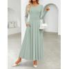 imageZESICA Womens Elegant Long Sleeve Maxi Dress 2025 Fall Crewneck Knit High Waist Pleated Flowy A Line Casual Party DressesGreen
