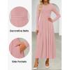 imageZESICA Womens Elegant Long Sleeve Maxi Dress 2025 Fall Crewneck Knit High Waist Pleated Flowy A Line Casual Party DressesPink