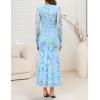 imageZESICA Womens Fall Floral Long Sleeve Maxi Dress 2025 Boho Bodycon V Neck Ruffle Wedding Party Long DressesBlue