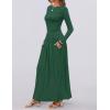 imageZESICA Womens Long Sleeve Fall Maxi Dress 2025 Crewneck Knit Casual Slim Swing Pleated Dresses with PocketsDark Green