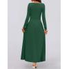 imageZESICA Womens Long Sleeve Fall Maxi Dress 2025 Crewneck Knit Casual Slim Swing Pleated Dresses with PocketsDark Green
