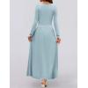 imageZESICA Womens Long Sleeve Fall Maxi Dress 2025 Crewneck Knit Casual Slim Swing Pleated Dresses with PocketsSky