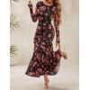imageZESICA Womens Long Sleeve Floral Bodycon Dresses 2025 Fall Fashion Mesh Ruffle Mermaid Wedding Guest Party Maxi DressBlack
