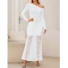 imageZESICA Womens Long Sleeve Off Shoulder Bodycon Dresses Fall 2025 Ruched Lace Wedding Guest Cocktail Formal Maxi DressWhite