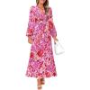 imageZESICA Fall Floral Dresses for Women 2025 Elegant Long Sleeve V Neck Mesh Cocktail Wedding Party Maxi DressPink