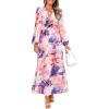 imageZESICA Fall Floral Dresses for Women 2025 Elegant Long Sleeve V Neck Mesh Cocktail Wedding Party Maxi DressPurple