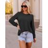 imageZESICA Long Sleeve Eyelet Tops for Womens Crew Neck Fall Shirts Casual Loose Blouses 2024 Trendy ClothesBlack