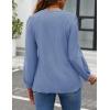 imageZESICA Long Sleeve Eyelet Tops for Womens Crew Neck Fall Shirts Casual Loose Blouses 2024 Trendy ClothesBlue