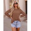 imageZESICA Long Sleeve Eyelet Tops for Womens Crew Neck Fall Shirts Casual Loose Blouses 2024 Trendy ClothesCaramel
