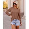 imageZESICA Long Sleeve Eyelet Tops for Womens Crew Neck Fall Shirts Casual Loose Blouses 2024 Trendy ClothesCaramel