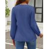 imageZESICA Long Sleeve Eyelet Tops for Womens Crew Neck Fall Shirts Casual Loose Blouses 2024 Trendy ClothesDarkblue