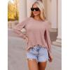 imageZESICA Long Sleeve Eyelet Tops for Womens Crew Neck Fall Shirts Casual Loose Blouses 2024 Trendy ClothesDusty Pink