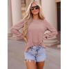 imageZESICA Long Sleeve Eyelet Tops for Womens Crew Neck Fall Shirts Casual Loose Blouses 2024 Trendy ClothesDusty Pink