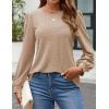 imageZESICA Long Sleeve Eyelet Tops for Womens Crew Neck Fall Shirts Casual Loose Blouses 2024 Trendy ClothesKhaki