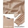 imageZESICA Long Sleeve Eyelet Tops for Womens Crew Neck Fall Shirts Casual Loose Blouses 2024 Trendy ClothesKhaki