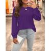 imageZESICA Long Sleeve Eyelet Tops for Womens Crew Neck Fall Shirts Casual Loose Blouses 2024 Trendy ClothesPurple