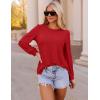 imageZESICA Long Sleeve Eyelet Tops for Womens Crew Neck Fall Shirts Casual Loose Blouses 2024 Trendy ClothesRed