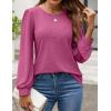 imageZESICA Long Sleeve Eyelet Tops for Womens Crew Neck Fall Shirts Casual Loose Blouses 2024 Trendy ClothesRosered
