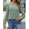 imageZESICA Long Sleeve Eyelet Tops for Womens Crew Neck Fall Shirts Casual Loose Blouses 2024 Trendy ClothesSage