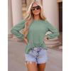 imageZESICA Long Sleeve Eyelet Tops for Womens Crew Neck Fall Shirts Casual Loose Blouses 2024 Trendy ClothesSage