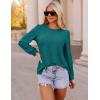 imageZESICA Long Sleeve Eyelet Tops for Womens Crew Neck Fall Shirts Casual Loose Blouses 2024 Trendy ClothesTealgreen
