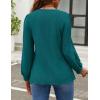 imageZESICA Long Sleeve Eyelet Tops for Womens Crew Neck Fall Shirts Casual Loose Blouses 2024 Trendy ClothesTealgreen