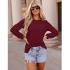 imageZESICA Long Sleeve Eyelet Tops for Womens Crew Neck Fall Shirts Casual Loose Blouses 2024 Trendy ClothesWine