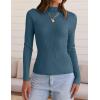 imageZESICA Womens 2025 Fall Long Sleeve Turtleneck T Shirt Ribbed Knit Sweater Slim Fit Basic Casual Tee TopsDark Blue