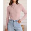 imageZESICA Womens 2025 Fall Long Sleeve Turtleneck T Shirt Ribbed Knit Sweater Slim Fit Basic Casual Tee TopsDusty Pink